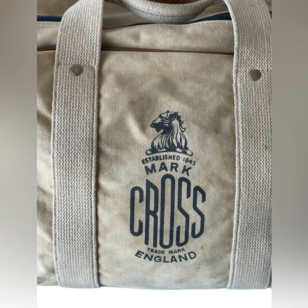 Vintage Mark Cross Camel Canvas Travel Bag